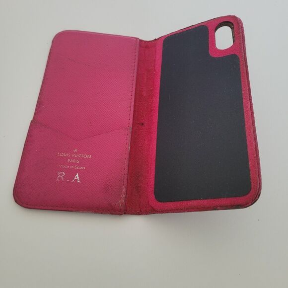 Authentic Louis Vuitton LV Monogram Folio iPhone X Case Brown Pink Phone Case - Picture 3 of 12